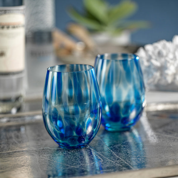 Mauritius Stemless All Purpose Glasses, Set 6 - Glass Detail | Bone & Brass