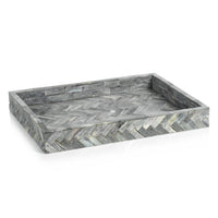 Mayfair Grey Bone Braided Decorative Tray, Large | Bone & Brass