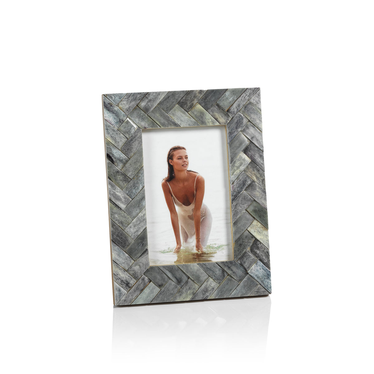 Mayfair Grey Bone Braided Photo Frame 4x6 | Bone & Brass