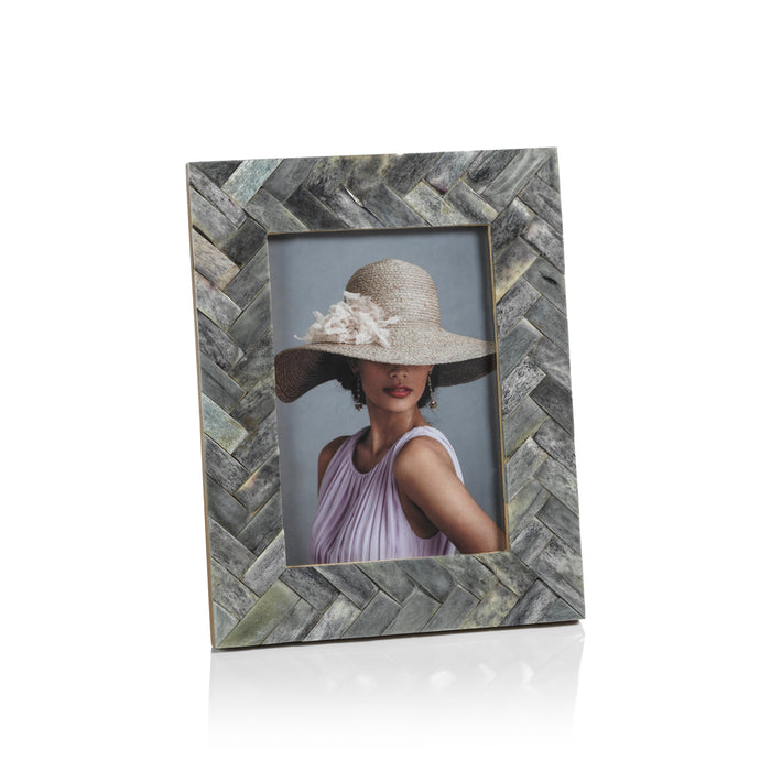 Mayfair Grey Bone Braided Photo Frame 5x7 | Bone & Brass