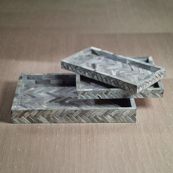 Mayfair Square Grey Bone Decorative Tray - Tray Detail | Bone & Brass