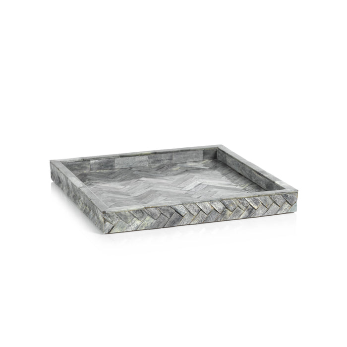 Mayfair Square Grey Bone Decorative Tray | Bone & Brass