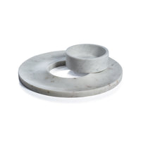 Medan White Marble Chip and Dip Server - Set Top View | Bone & Brass