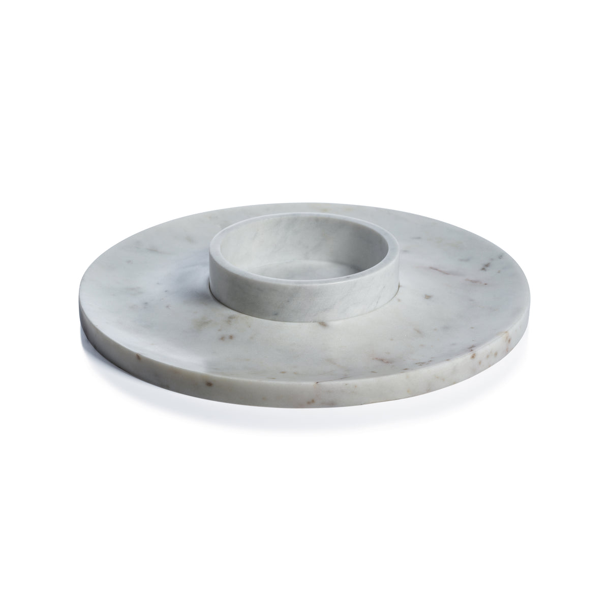Medan White Marble Chip and Dip Server | Bone & Brass