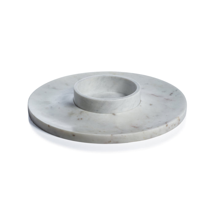 Medan White Marble Chip and Dip Server | Bone & Brass
