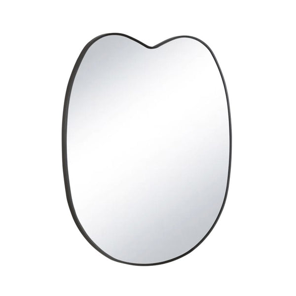 Mela Metal Mirror with a natural brass steel frame and unique organic, contemporary silhouette.