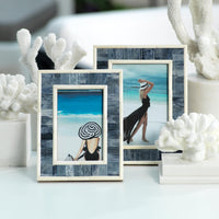 Mendocino Blue & Ivory Bone Photo Frame - 4x6 - Frame Detail | Bone & Brass