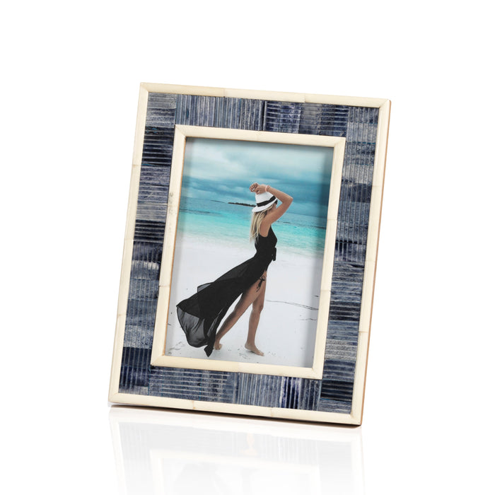 Mendocino Blue & Ivory Bone Photo Frame - 5x7 | Bone & Brass