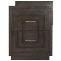 Mentor 2-Sided Desk, pale black mahogany with eight drawers and brass pulls.