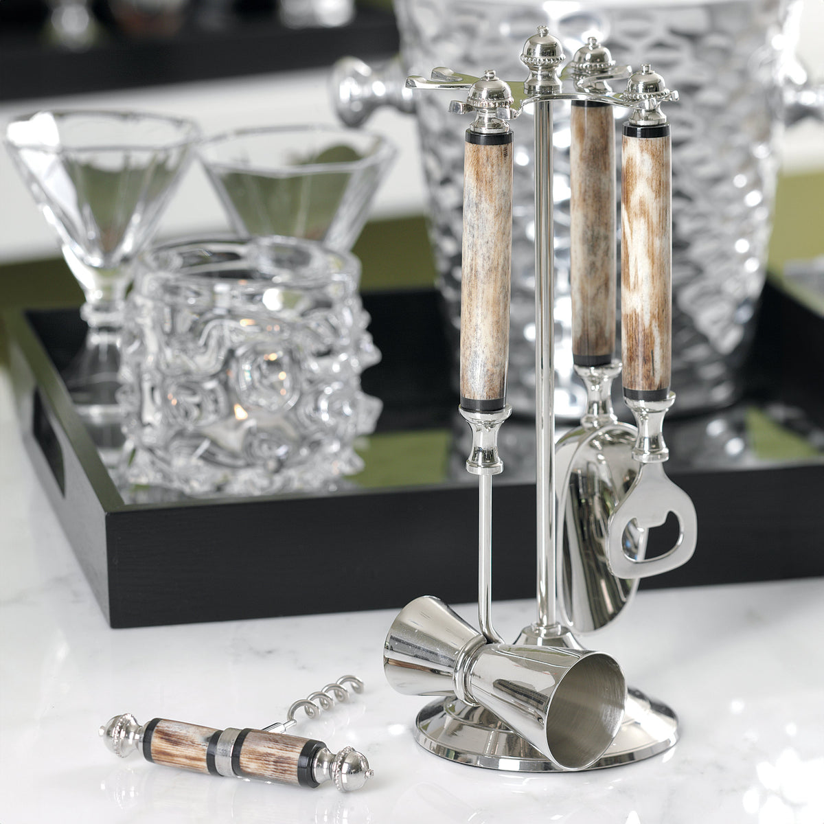 Mikhola Bone Handle Bar Tool Set - Bar Tool Detail | Bone & Brass