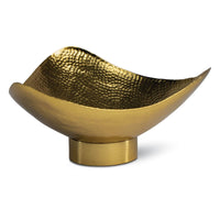 Milo Large Brass Decorative Bowl with polished golden tone and hand-hammered texture.