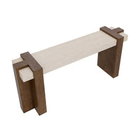 Minerva Ivory Marble & Wood Console Table - Table Detail | Bone & Brass