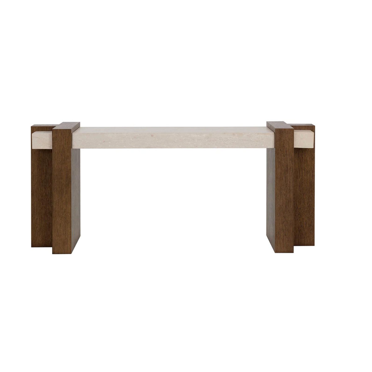 Minerva Ivory Marble & Wood Console Table - Table View | Bone & Brass