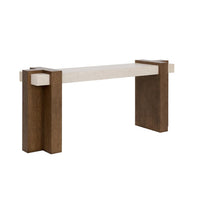 Minerva Ivory Marble & Wood Console Table | Bone & Brass