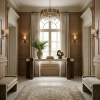 Minerva Ivory Marble & Wood Console Table - Table Side View | Bone & Brass
