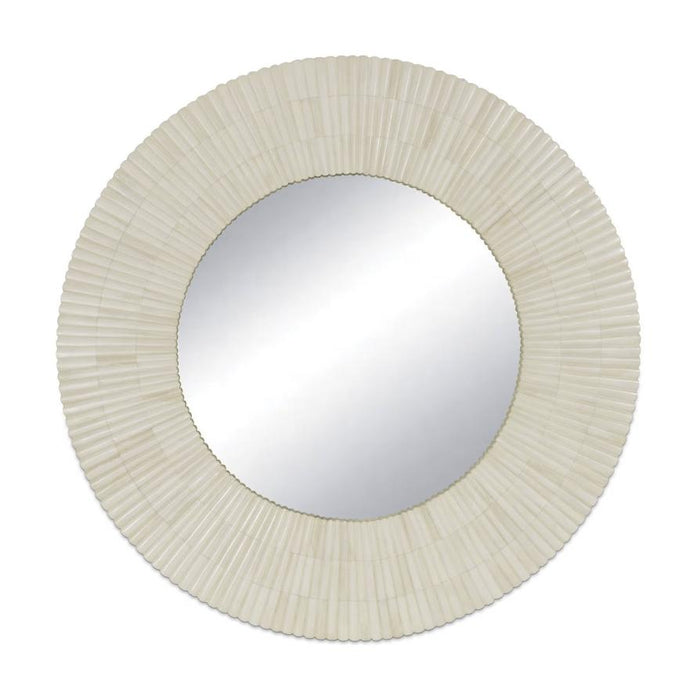 Round Mirabelle Bone Mirror with a sunburst design and detailed bone accents on the frame.