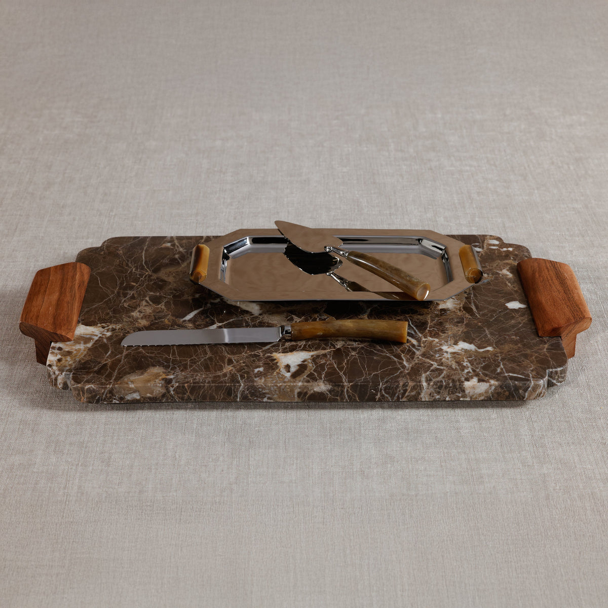 Mocha Marble Charcuterie Serving Board - Board Detail | Bone & Brass