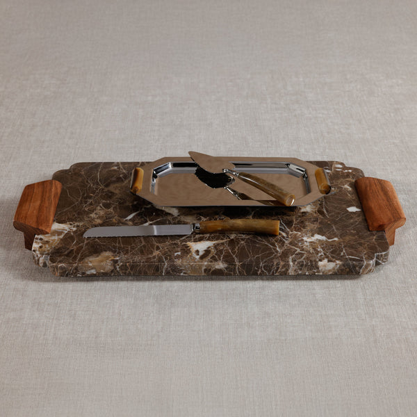 Mocha Marble Charcuterie Serving Board - Board Detail | Bone & Brass