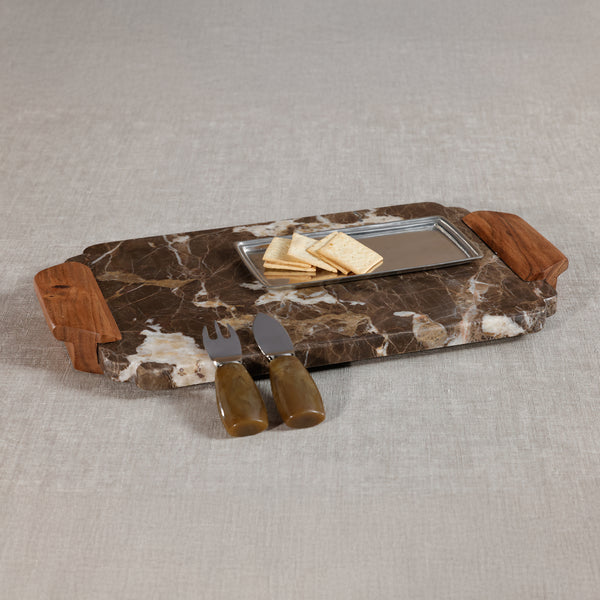 Mocha Marble Charcuterie Serving Platter - Board Detail | Bone & Brass