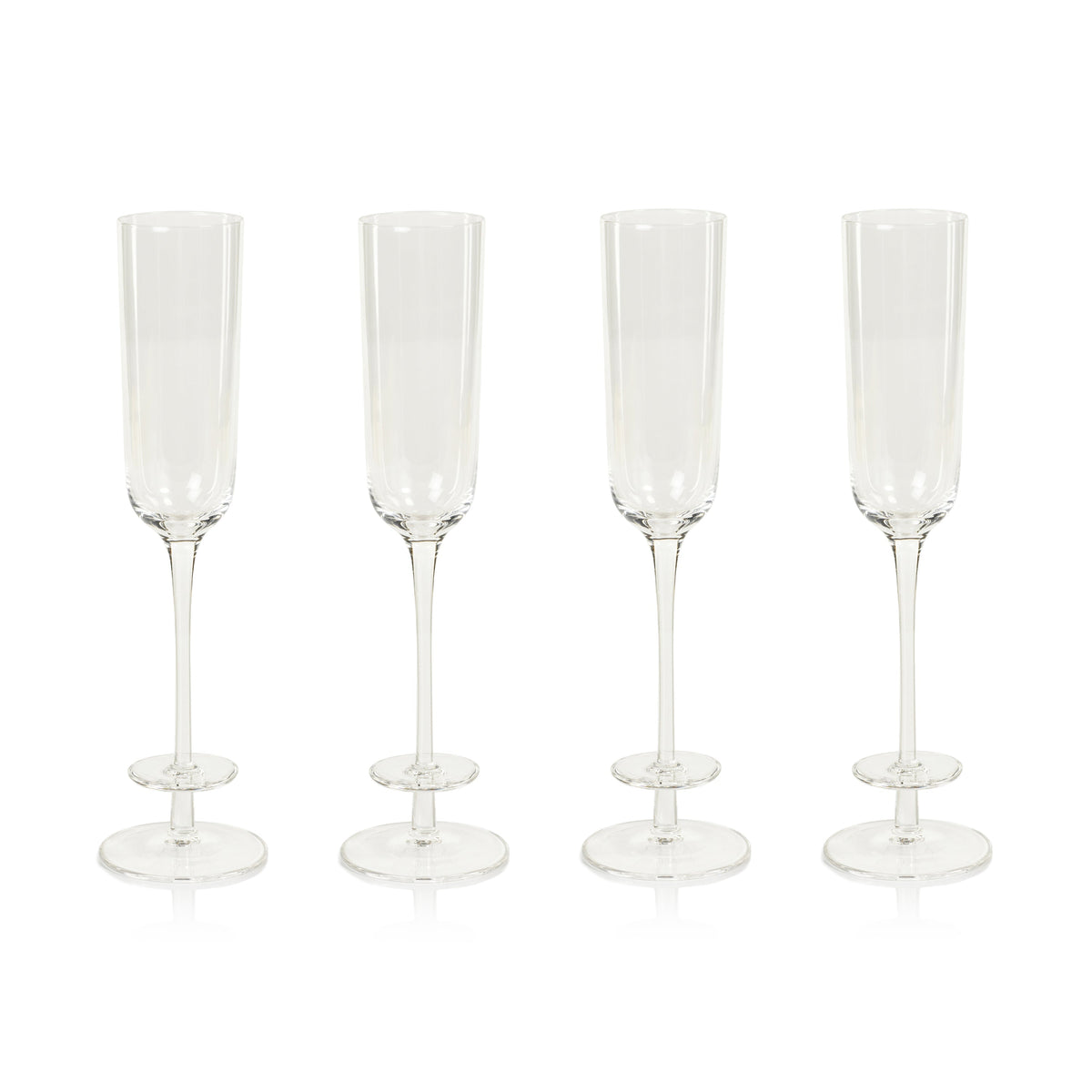 Modena Champagne Glass Flutes, Set 4 - Glass Stem Detail | Bone & Brass