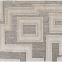 Modernist Oat Throw Pillow with a geometric maze pattern in beige and gray textured fabric.