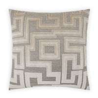 Modernist Oat 24x24 throw pillow with a beige and gray geometric maze pattern, seamless zippered cover.
