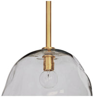 Molten Large Smoke Glass Pendant with natural brass pipe and exposed bulb.