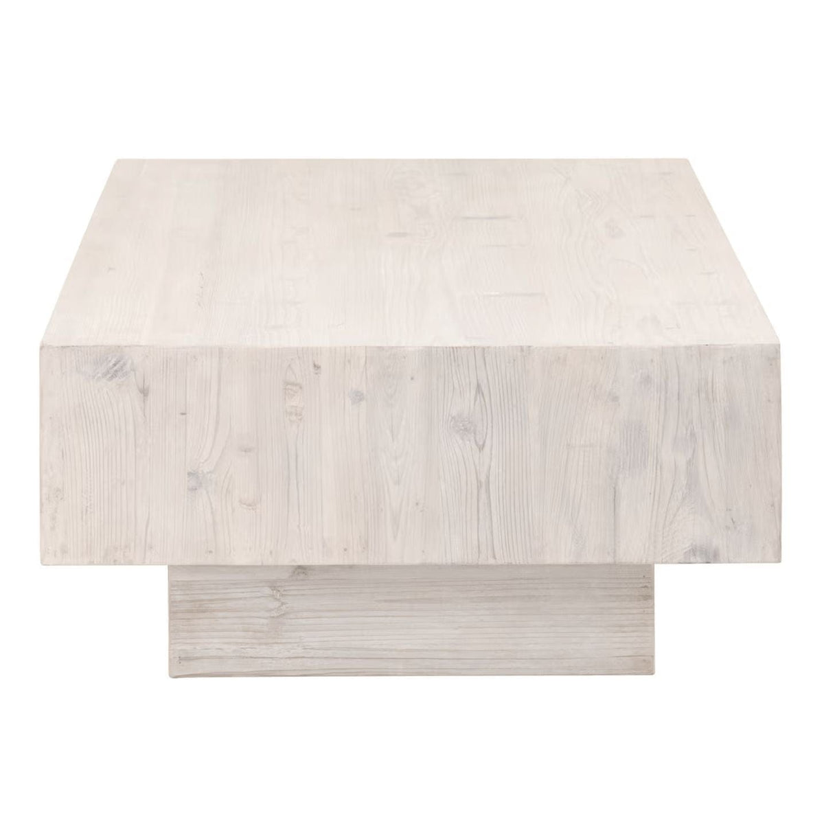Montauk reclaimed pine rectangle coffee table with organic modern design and neutral tones.