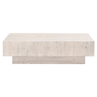 Montauk reclaimed pine coffee table with a light, neutral finish and a simple rectangular organic modern design.