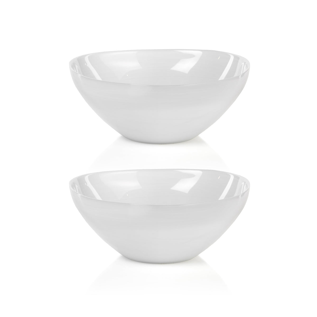 Monte Carlo Large White Alabaster Glass Bowls, Set of 2 - Bowl Top View | Bone & Brass