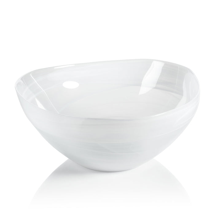 Monte Carlo Large White Alabaster Glass Bowls, Set of 2 | Bone & Brass