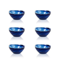 Monte Carlo Small Indigo Alabaster Glass Bowls, Set of 6 - Bowl Top View | Bone & Brass