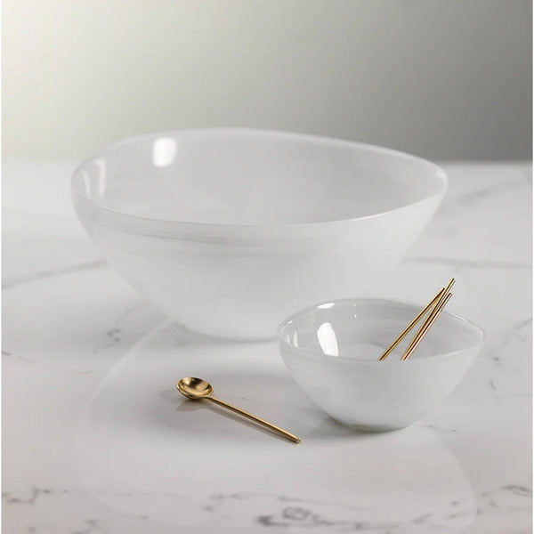 Monte Carlo Small White Alabaster Glass Bowls, Set of 6 - Bowl Detail | Bone & Brass