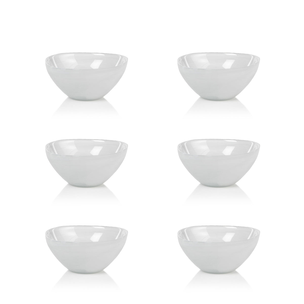 Monte Carlo Small White Alabaster Glass Bowls, Set of 6 - Bowl Top View | Bone & Brass