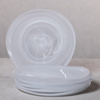 Monte Carlo White Alabaster Dinner Plates, Set of 6 - Plate Top View | Bone & Brass