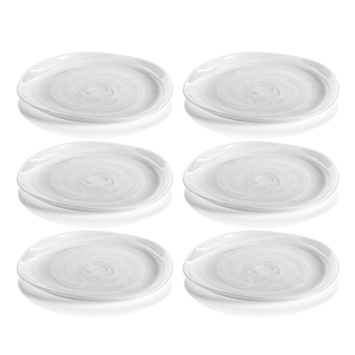 Monte Carlo White Alabaster Dinner Plates, Set of 6 - Plate Side View | Bone & Brass