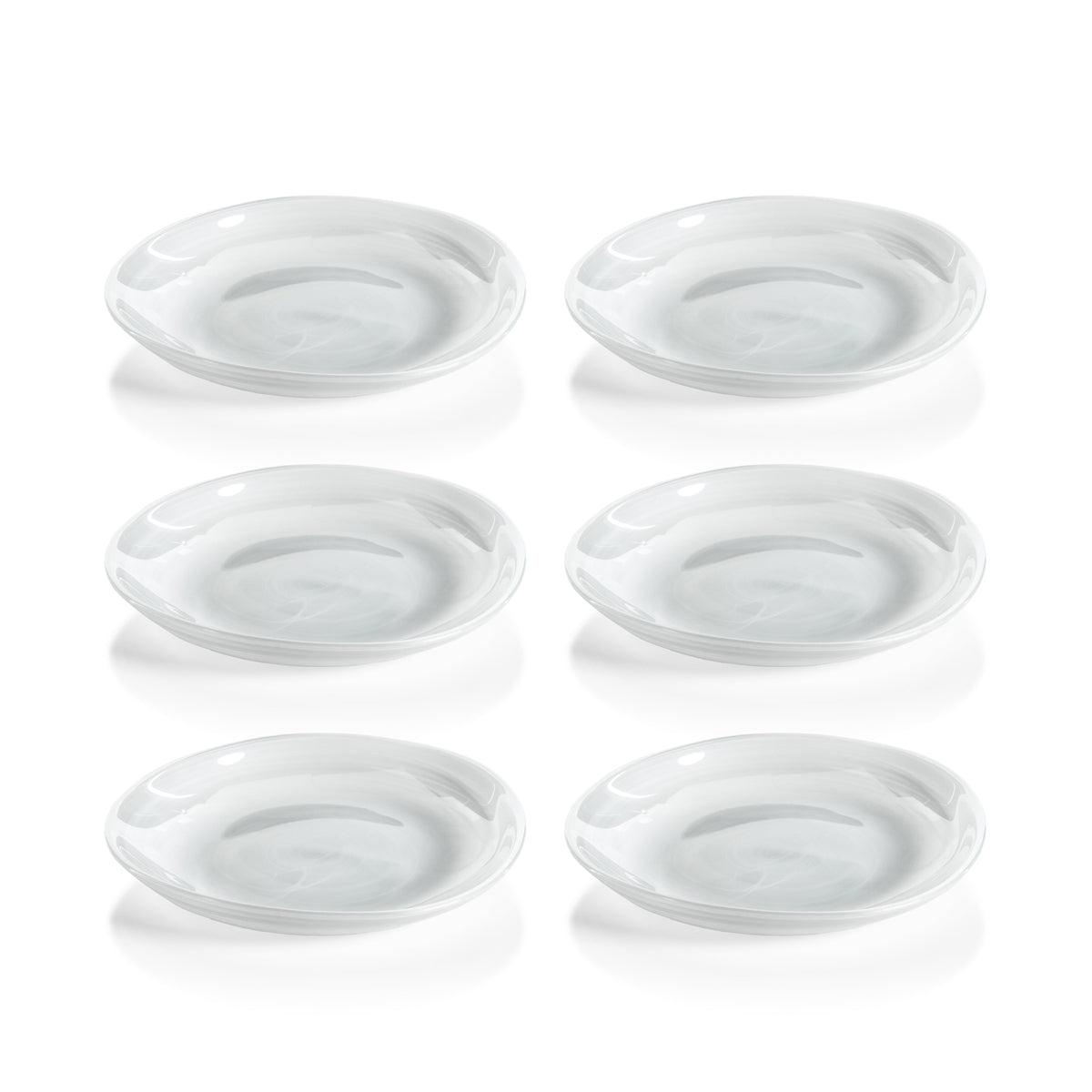 Monte Carlo White Alabaster Glass Plates, Small, Set of 6 - Plate View | Bone & Brass