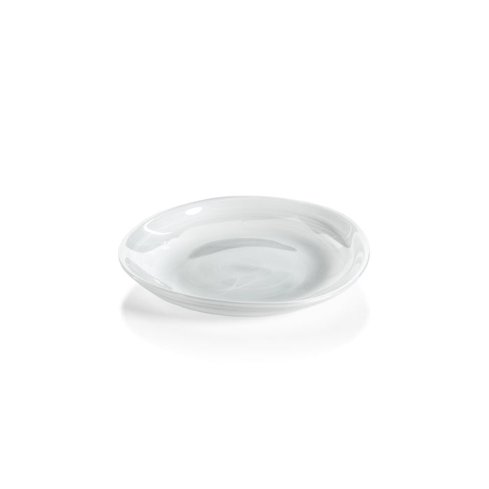 Monte Carlo White Alabaster Glass Plates, Small, Set of 6 | Bone & Brass