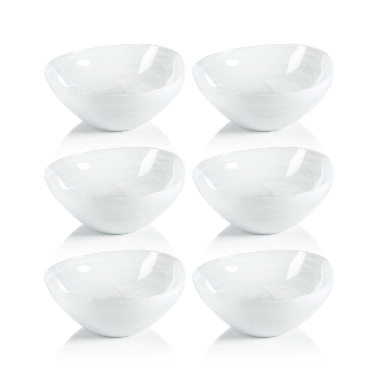 Monte Carlo White Alabaster Medium Glass Bowls, Set of 6 - Bowl Side View | Bone & Brass
