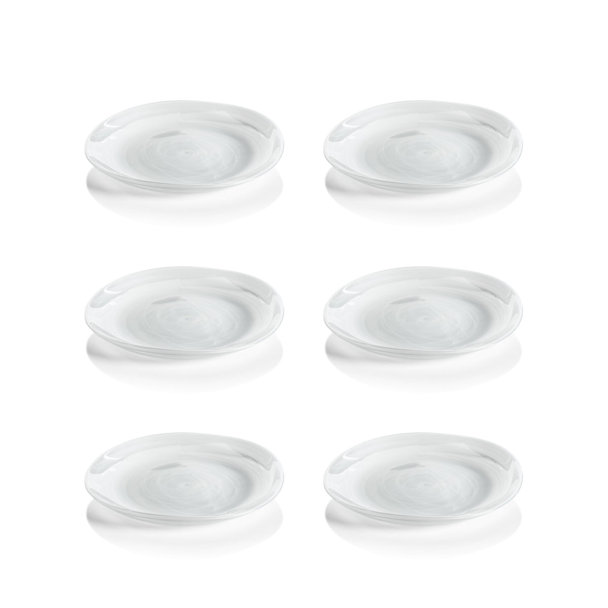 Monte Carlo White Alabaster Salad Plates, Set of 6 - Plate View | Bone & Brass