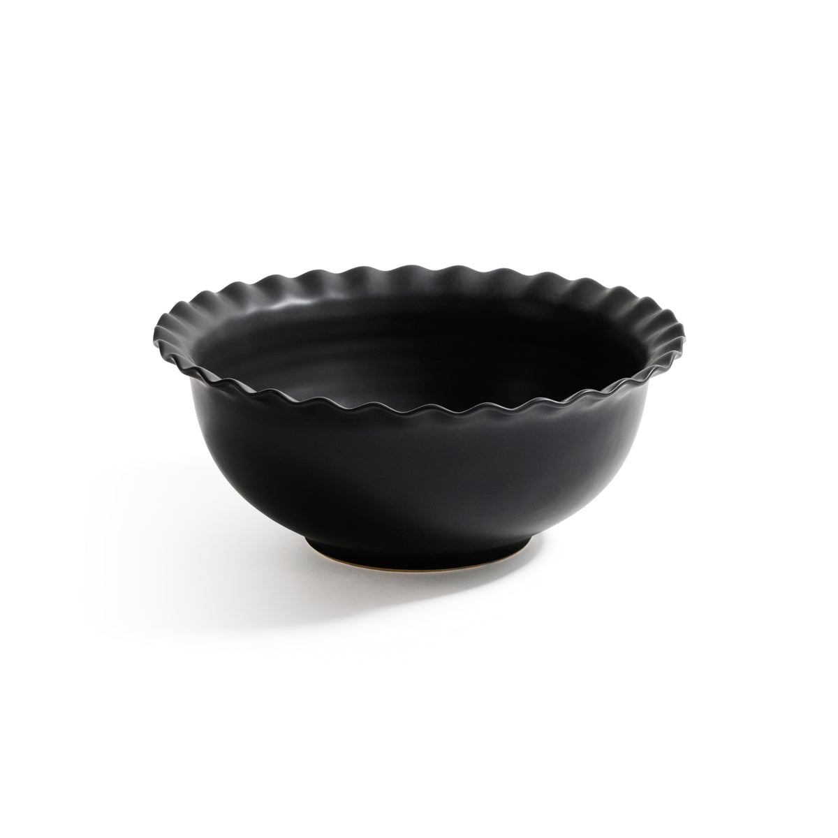 Montecito Black Ruffled Rim Ceramic Serving Bowl | Bone & Brass