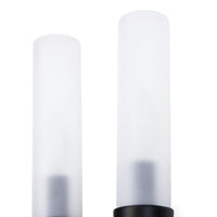 Montecito Double Outdoor Sconce with two frosted glass light covers and a charcoal backplate.