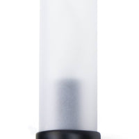 Montecito outdoor sconce with a frosted glass cover and a charcoal backplate, showcasing a modern, elegant design.