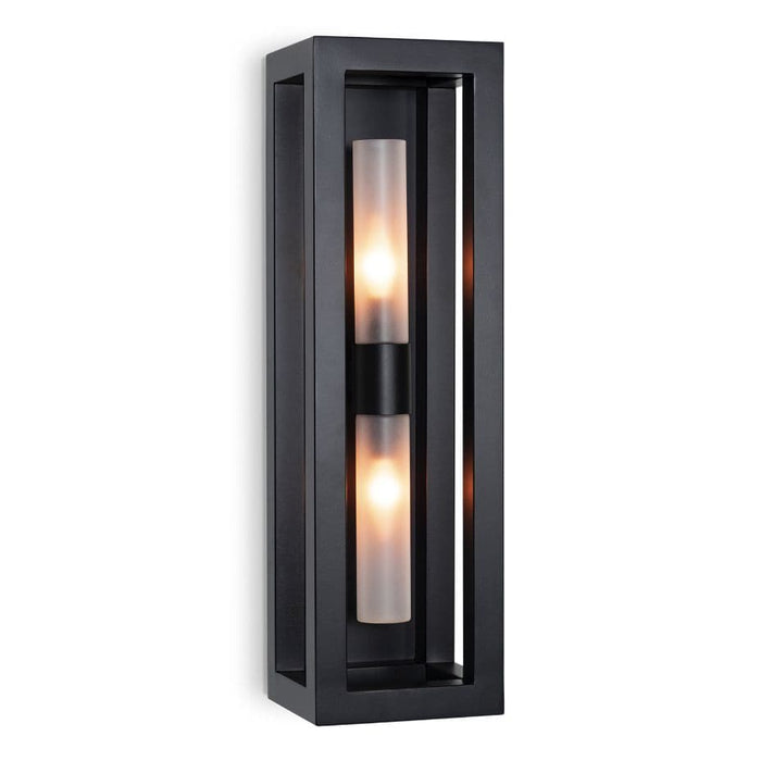 Montecito 24" charcoal steel outdoor sconce with two frosted cylindrical lights.