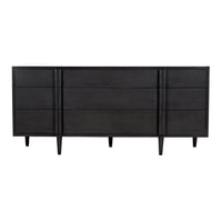 Morten 9-drawer mahogany dresser in pale black with clean lines and tapered legs.
