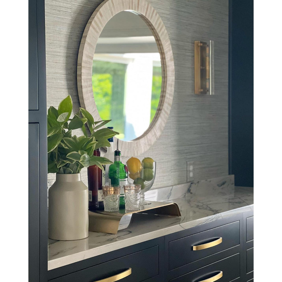 Multitone Bone Mirror - Mirror Detail | Bone & Brass