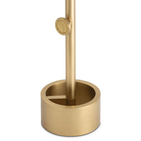 Myles Accent Table base: adjustable-height industrial-style brushed gold metal with a round, chunky design.