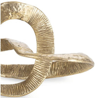 Myriad Infinity Gold Metal Sculpture, a continuous loop of solid, textured brass.