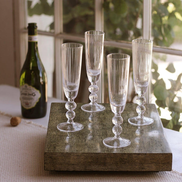 Clear Glass Venice Champagne Flute Set of 4 - Glass Detail | Bone & Brass