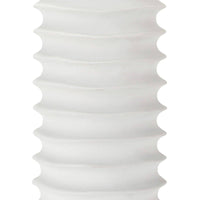White Nabu metal column table lamp base with an accordion-like, tactile ribbed design.